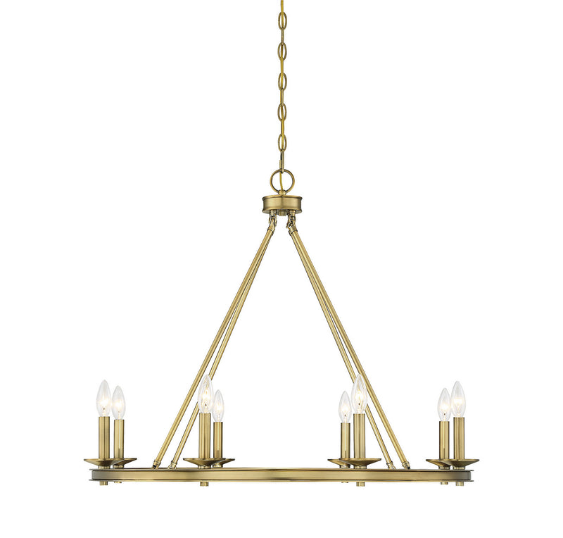 Savoy House 1-308-8-322 Eight Light Chandelier, Warm Brass