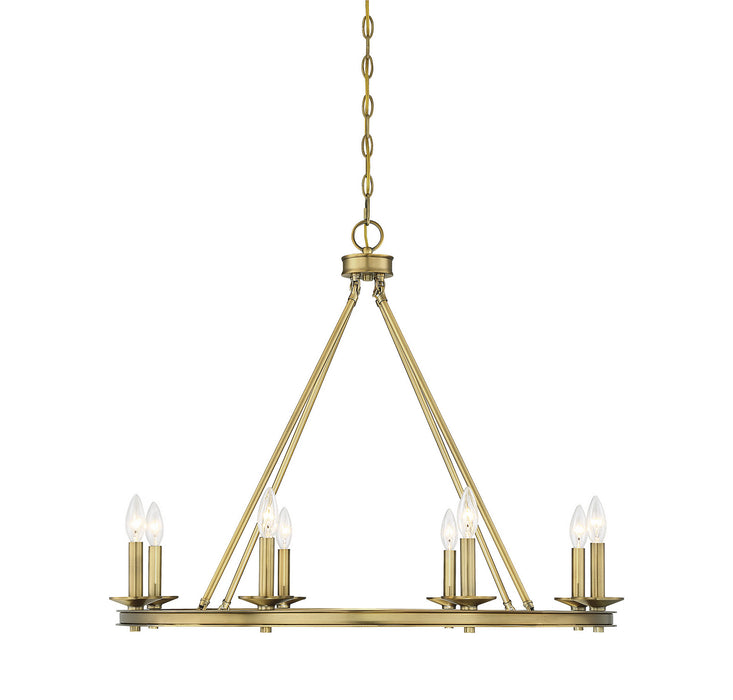 Savoy House 1-308-8-322 Eight Light Chandelier, Warm Brass