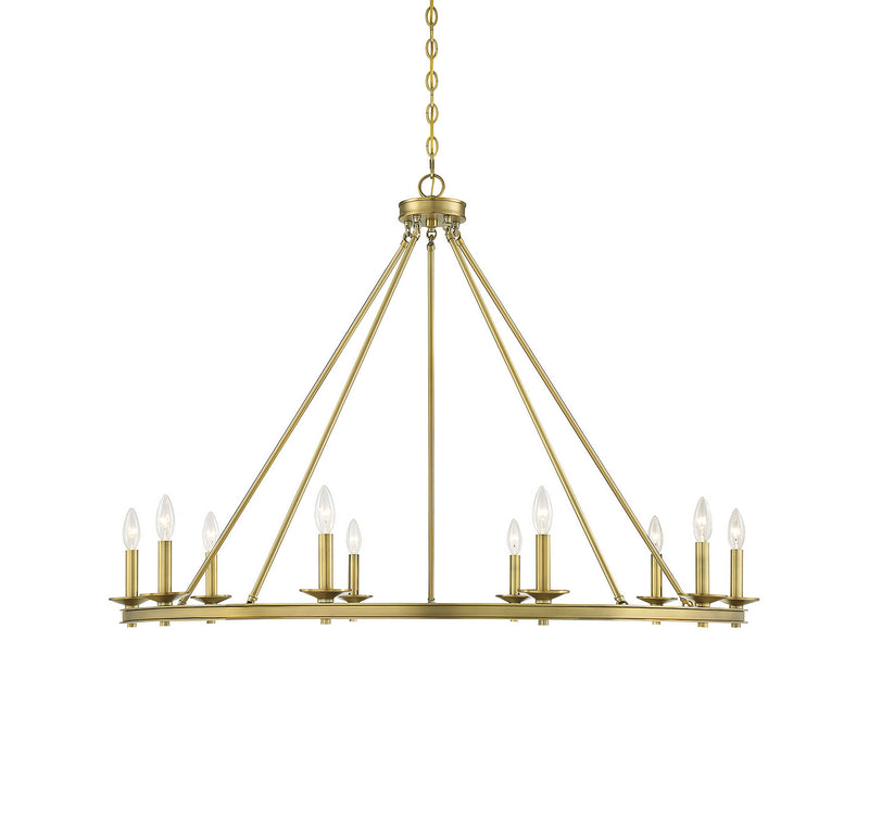 Savoy House 1-310-10-322 Ten Light Chandelier, Warm Brass