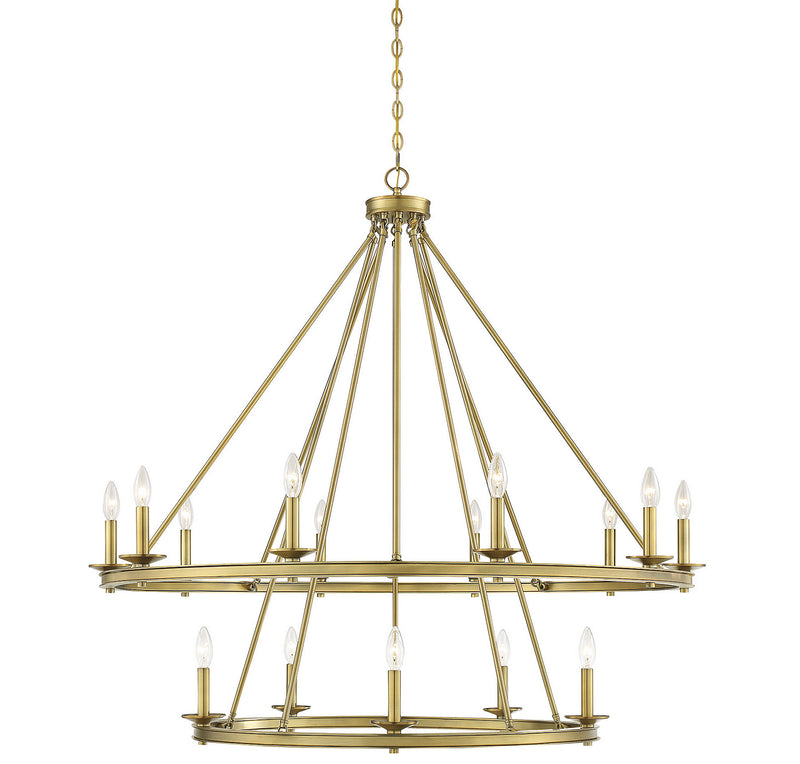 Savoy House 1-312-15-322 15 Light Chandelier, Warm Brass