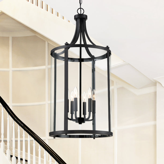 Savoy House 7-1041-6-BK Six Light Foyer Lantern, Black