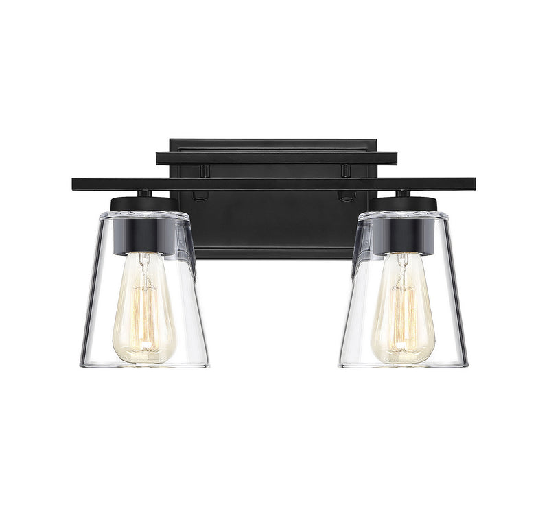 Savoy House 8-1020-2-BK Two Light Bath Bar, Black