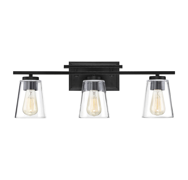 Savoy House 8-1020-3-BK Three Light Bath Bar, Black
