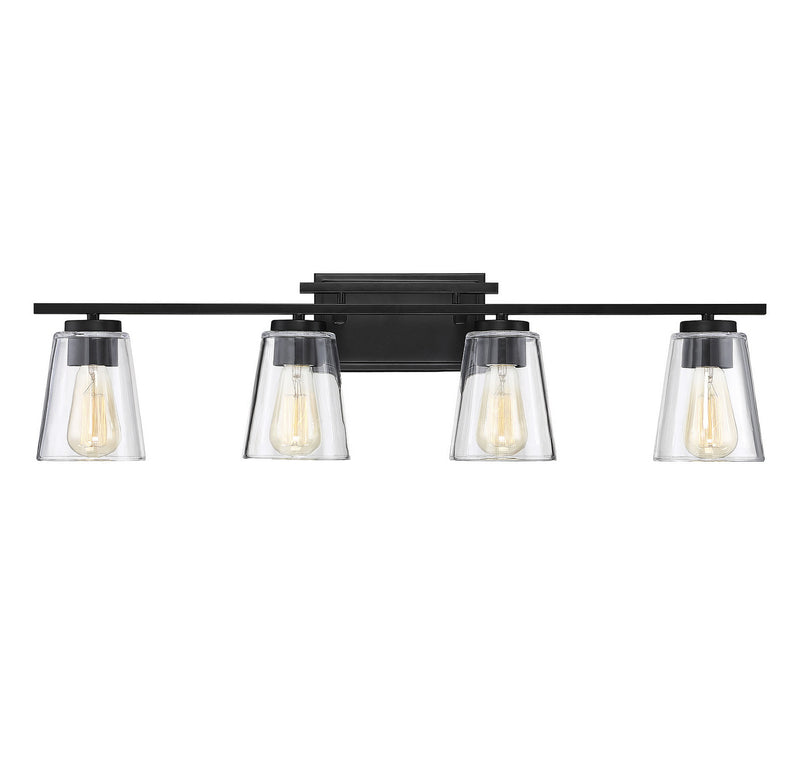 Savoy House 8-1020-4-BK Four Light Bath Bar, Black
