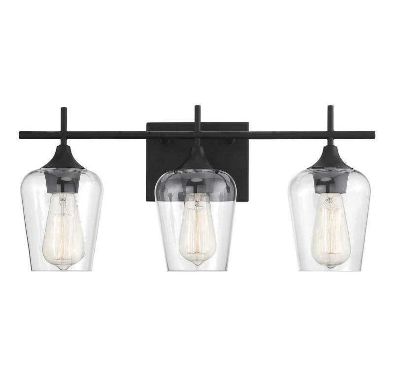 Savoy House 8-4030-3-BK Three Light Bath Bar, Black
