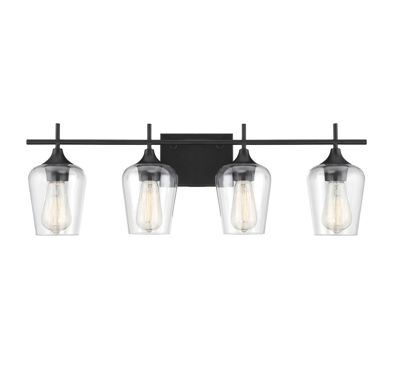 Savoy House 8-4030-4-BK Four Light Bath Bar, Black