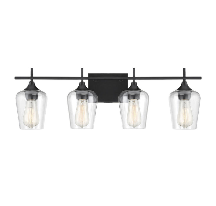 Savoy House 8-4030-4-BK Four Light Bath Bar, Black