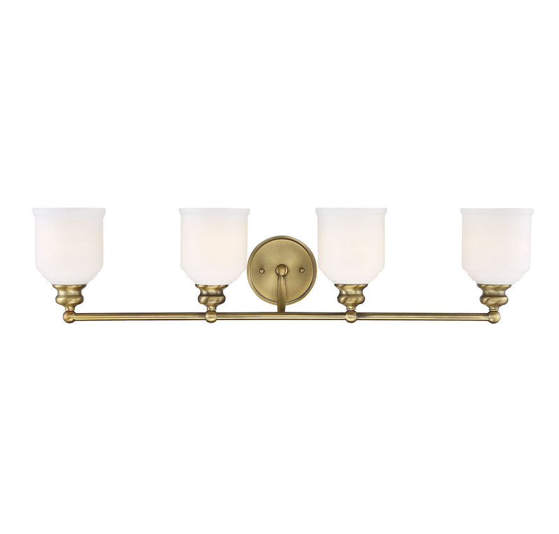 Savoy House 8-6836-4-322 Four Light Bath Bar, Warm Brass