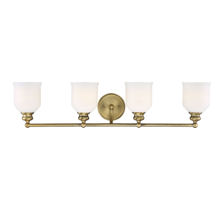 Savoy House 8-6836-4-322 Four Light Bath Bar, Warm Brass