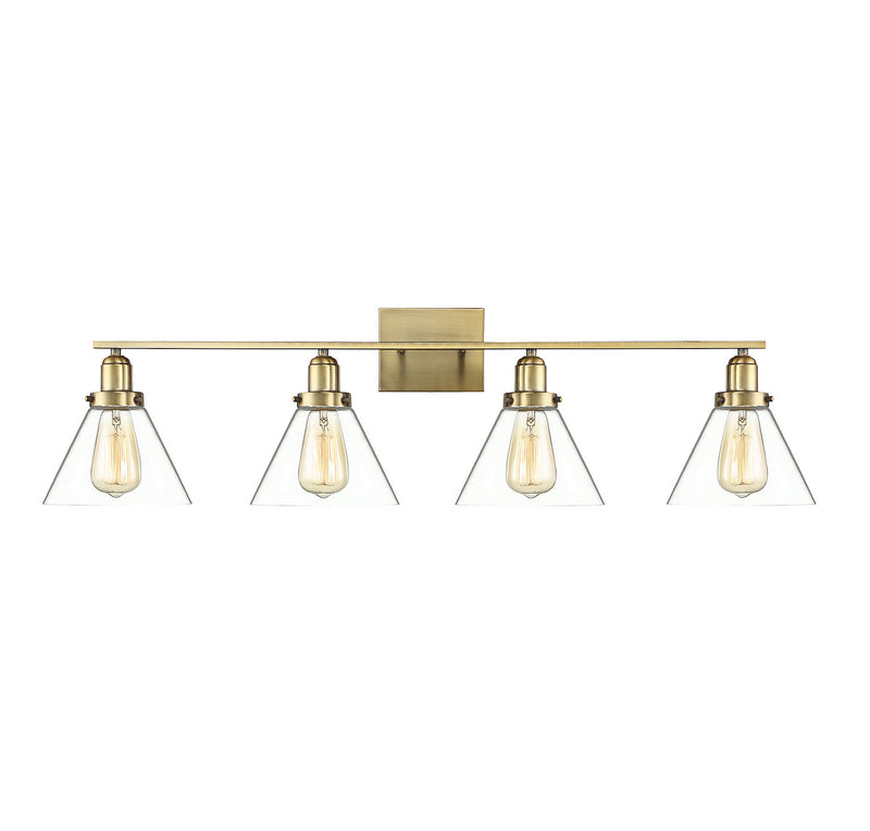 Savoy House 8-9130-4-322 Four Light Bath Bar, Warm Brass