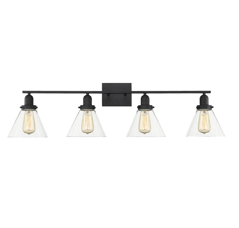 Savoy House 8-9130-4-BK Four Light Bath Bar, Black