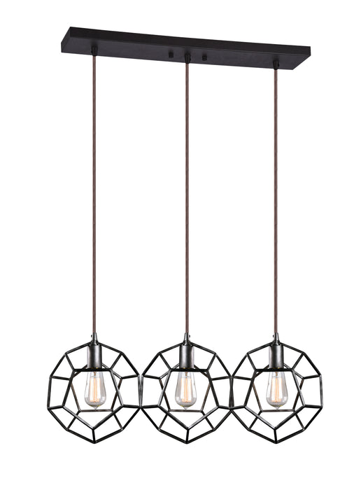 Matteo Lighting C54643RB Three Light Pendant, Rusty Black
