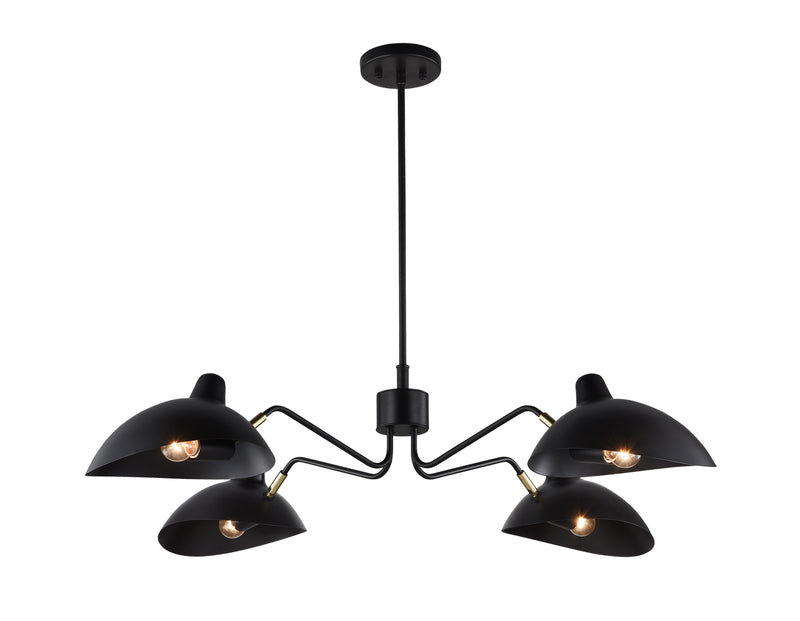 Matteo Lighting C57904BZ Four Light Pendant, Bronze & Brushed Gold