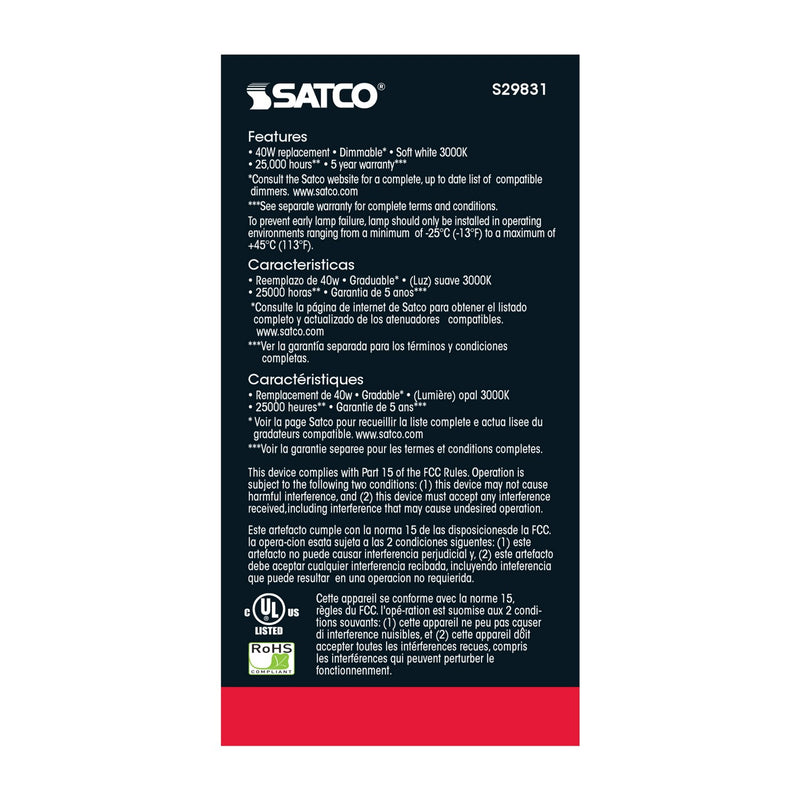 Satco S29831 Light Bulb, Frost