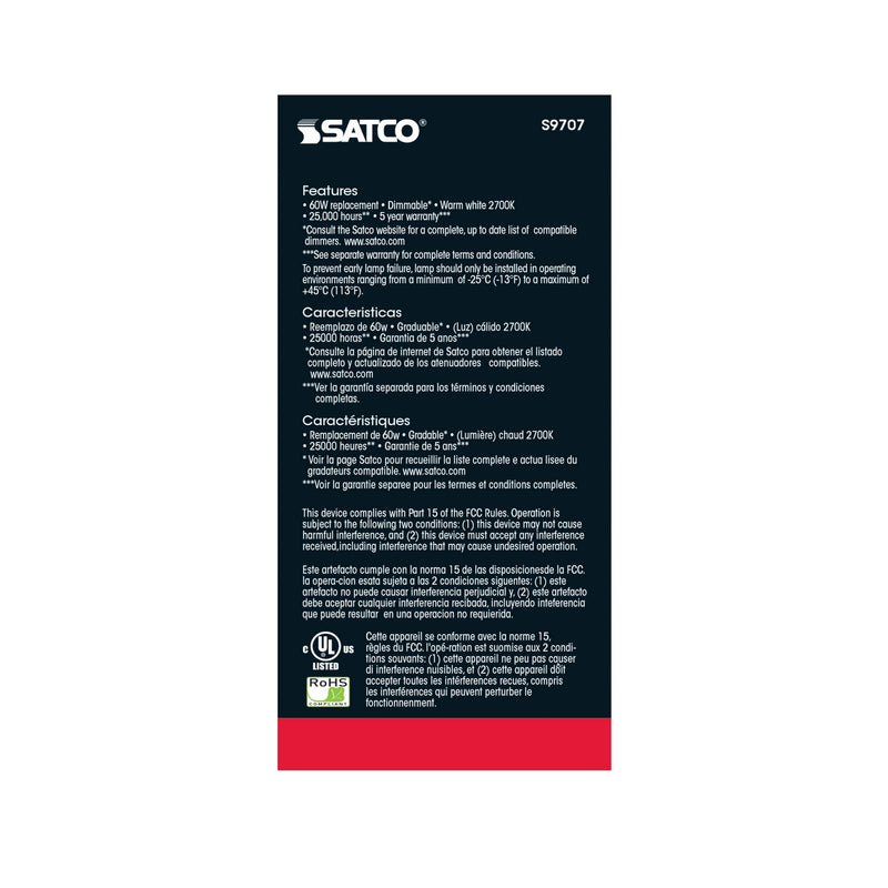 Satco S9707 Light Bulb, Frost
