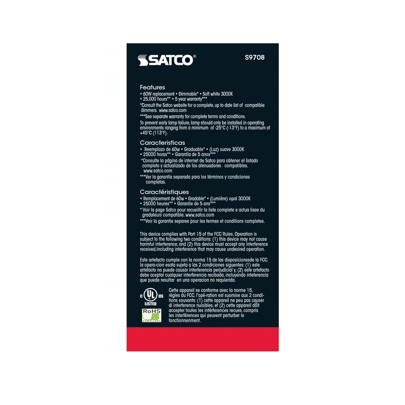 Satco S9708 Light Bulb, Frost