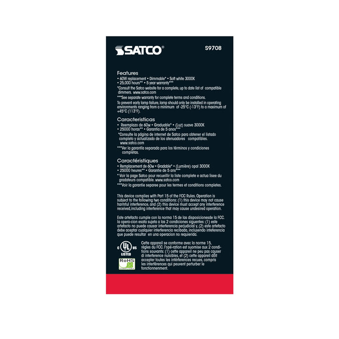 Satco S9708 Light Bulb, Frost