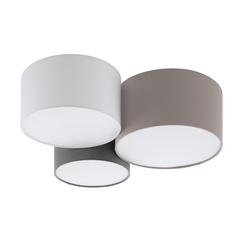 Eglo USA 203213A Three Light Ceiling Mount, Taupe/White/Grey
