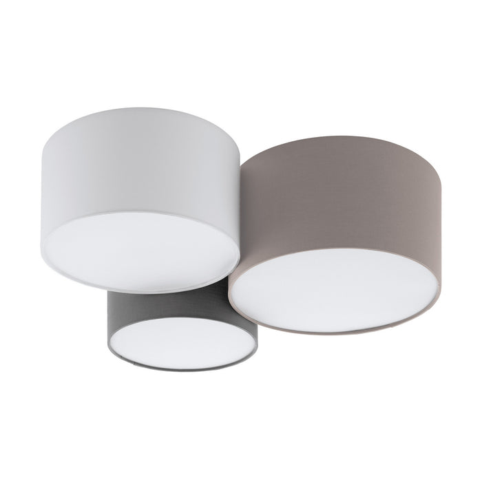 Eglo USA 203213A Three Light Ceiling Mount, Taupe/White/Grey