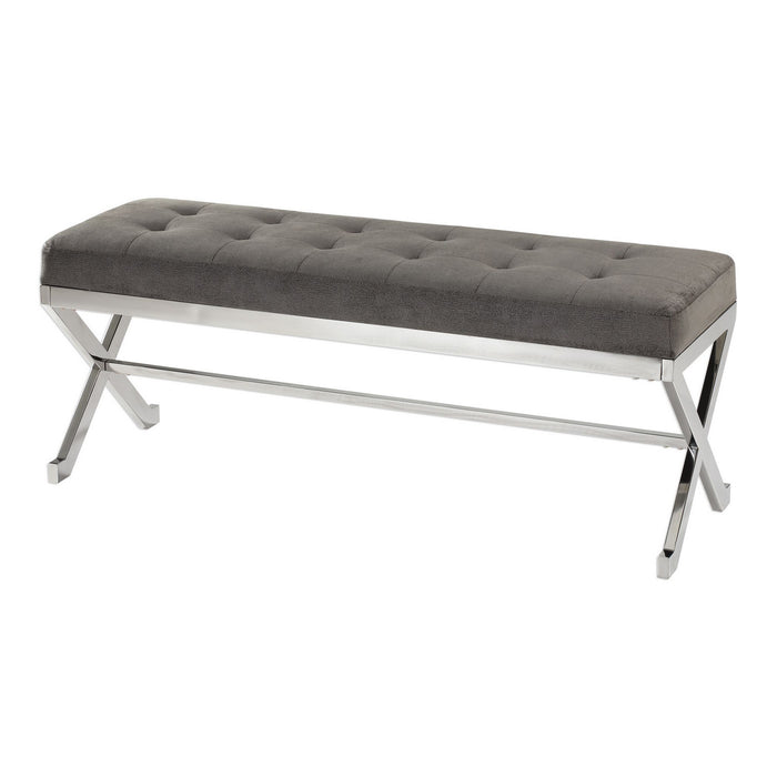Uttermost 23430 Bench, Polished Stainless Steel