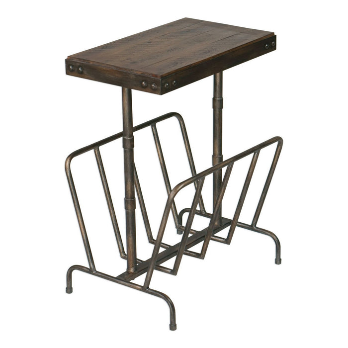 Uttermost 25326 Side Table, Burnished Brushed Iron