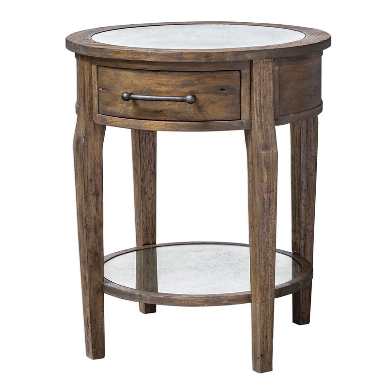 Uttermost 25418 Table, Weathered Pecan With A Gray Wash