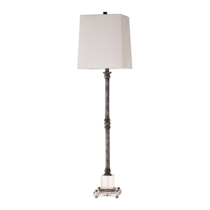 Uttermost 29638-1 One Light Buffet Lamp, Aged Black With Subtle Silver Highlights