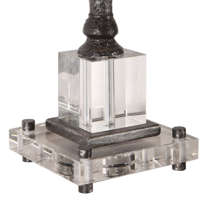Uttermost 29638-1 One Light Buffet Lamp, Aged Black With Subtle Silver Highlights