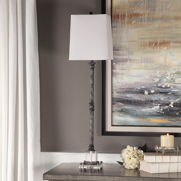 Uttermost 29638-1 One Light Buffet Lamp, Aged Black With Subtle Silver Highlights