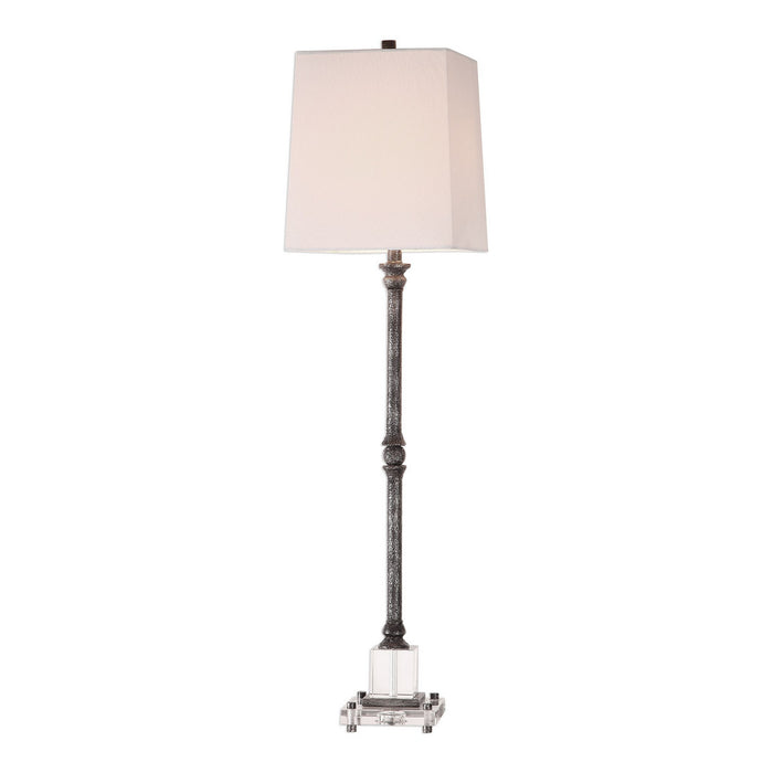 Uttermost 29638-1 One Light Buffet Lamp, Aged Black With Subtle Silver Highlights