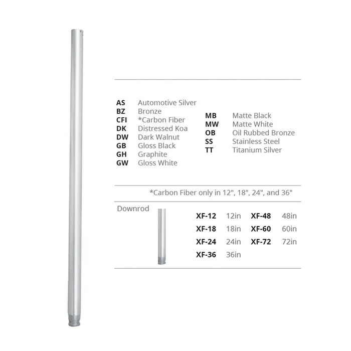 Modern Forms Fans XF-60-MB Downrod, Matte Black