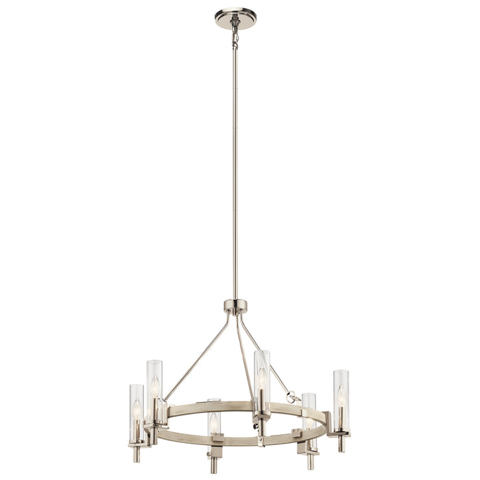 Kichler 44284WWW Six Light Chandelier, White Washed Wood