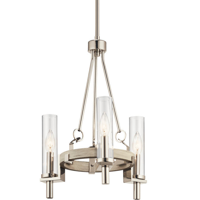 Kichler 44286WWW Three Light Mini Chandelier, White Washed Wood