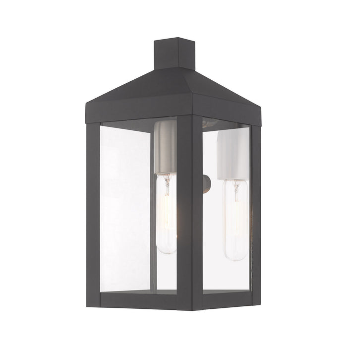 Livex Lighting 20581-76 One Light Outdoor Wall Lantern, Scandinavian Gray w/ Brushed Nickels and Polished Chrome Stainless Steel