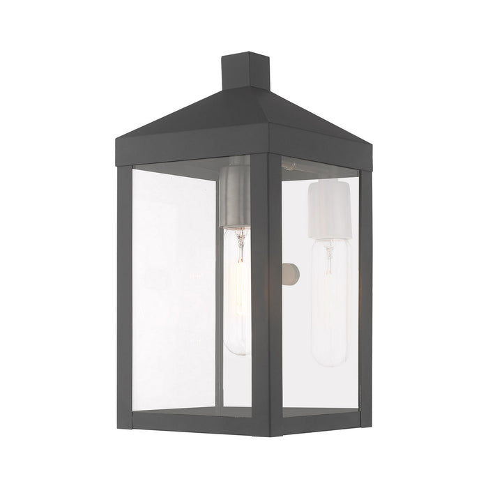 Livex Lighting 20582-76 One Light Outdoor Wall Lantern, Scandinavian Gray w/ Brushed Nickels and Polished Chrome Stainless Steel