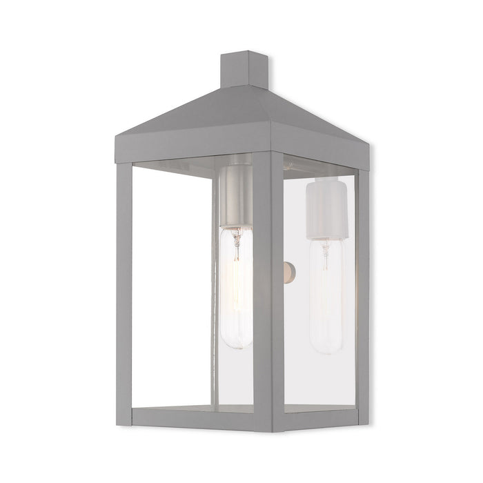 Livex Lighting 20582-80 One Light Outdoor Wall Lantern, Nordic Gray w/ Brushed Nickels and Polished Chrome Stainless Steel