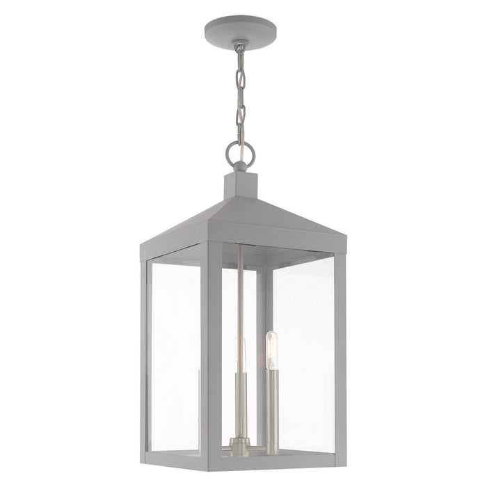 Livex Lighting 20587-80 Three Light Outdoor Pendant, Nordic Gray w/ Brushed Nickels