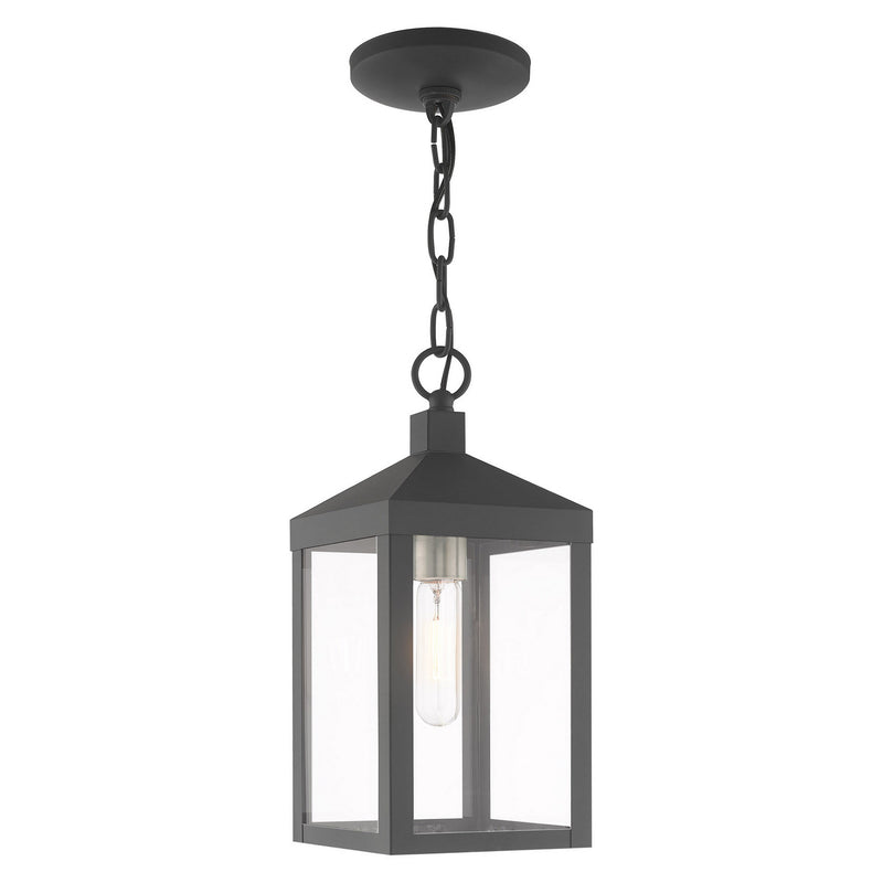 Livex Lighting 20591-76 One Light Outdoor Pendant, Scandinavian Gray w/ Brushed Nickels