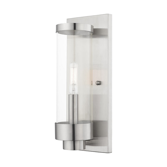 Livex Lighting 20721-91 One Light Outdoor Wall Lantern, Brushed Nickel