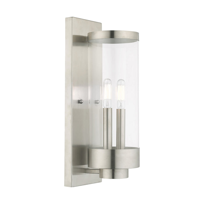 Livex Lighting 20722-91 Two Light Outdoor Wall Lantern, Brushed Nickel