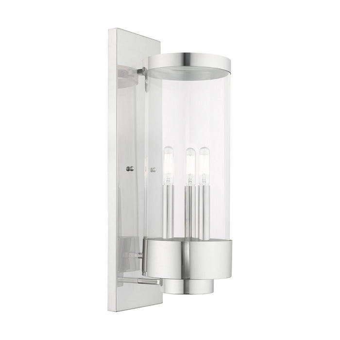 Livex Lighting 20724-05 Three Light Outdoor Wall Lantern, Polished Chrome