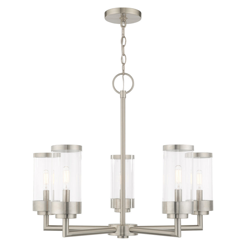 Livex Lighting 20725-91 Five Light Outdoor Chandelier, Brushed Nickel