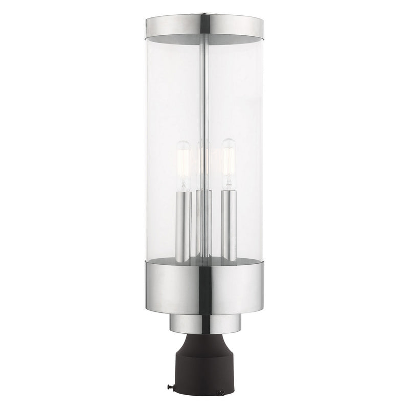 Livex Lighting 20728-05 Three Light Post-Top Lanterm, Polished Chrome