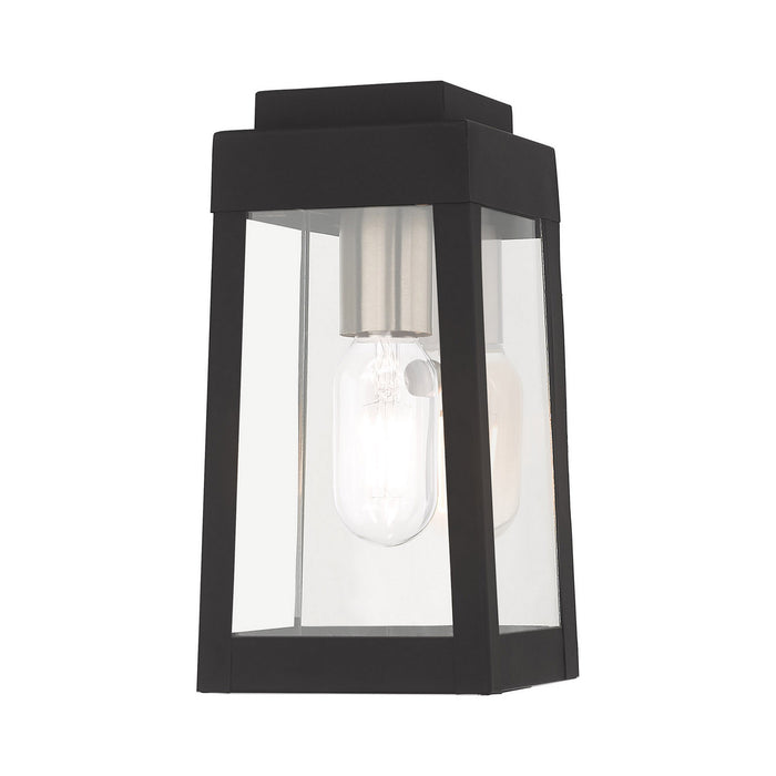 Livex Lighting 20851-04 One Light Outdoor Wall Lantern, Black w/ Brushed Nickels and Polished Chrome Stainless Steel