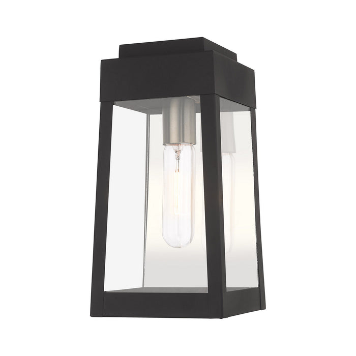 Livex Lighting 20852-04 One Light Outdoor Wall Lantern, Black w/ Brushed Nickels and Polished Chrome Stainless Steel