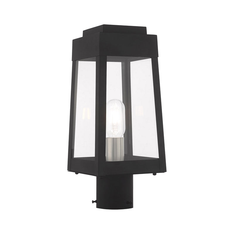 Livex Lighting 20853-04 One Light Outdoor Post-Top Lanterm, Black w/ Brushed Nickel