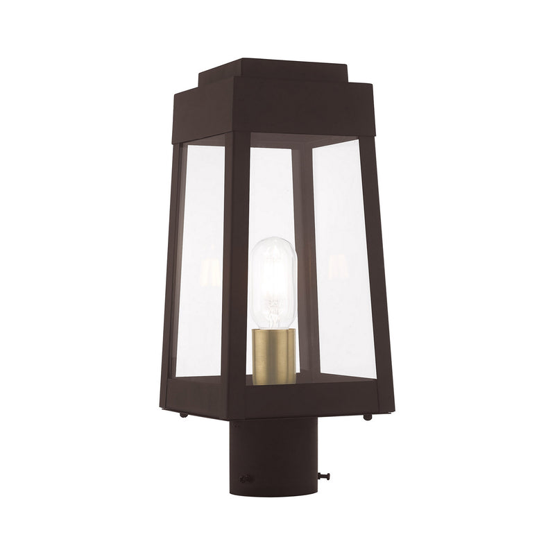 Livex Lighting 20853-07 One Light Outdoor Post-Top Lanterm, Bronze w/ Antique Brasss