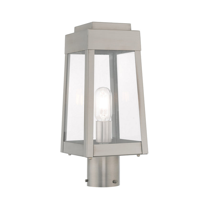 Livex Lighting 20853-91 One Light Outdoor Post-Top Lanterm, Brushed Nickel