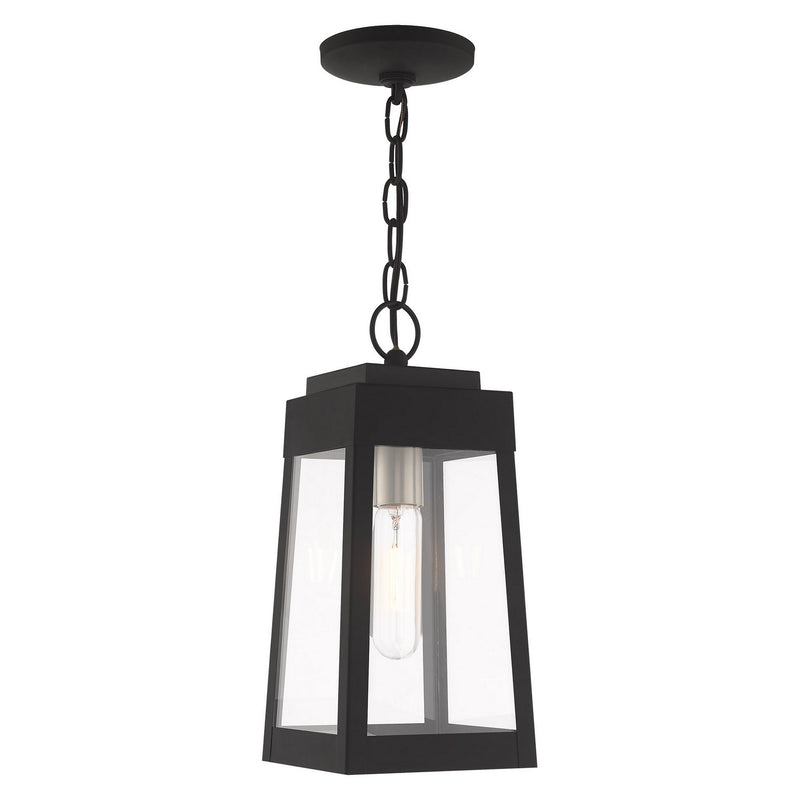 Livex Lighting 20854-04 One Light Outdoor Pendant, Black w/ Brushed Nickel