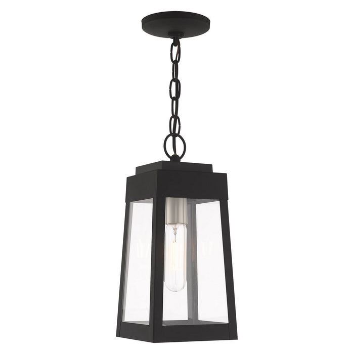 Livex Lighting 20854-04 One Light Outdoor Pendant, Black w/ Brushed Nickel